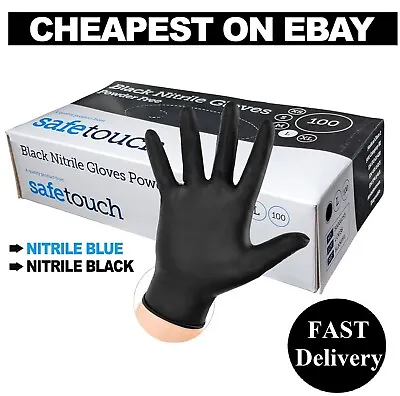 100 Black Nitrile Powder & Latex Free Thick Disposable Gloves Tattoo Mechanic • £52.99