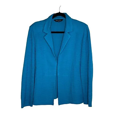 Ming Wang Ribbed Knit Topper Jacket Size XL Teal Blue Career Office Professional • $38.53