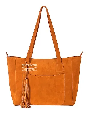 Women's Suede Real Leather Slouchy Tote Bag Daily Fashion Messenger Shoulder Bag • £49.99