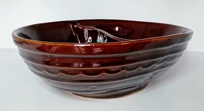 Marcrest Brown Oven Proof Daisy Dot Stoneware Divided Serving Dish Bowl 10   • $19.80