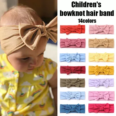 Baby Girl Headband Soft Elastic Bowknot Hair Bands For Newborn Knotted Head Wrap • £1.43