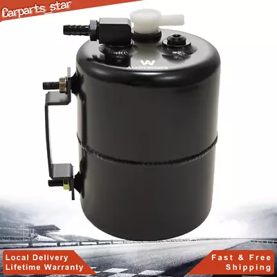 2L Alloy Aluminum Brake Vacuum Reservoir Tank Can W/ Mounts Fittings Black • $59