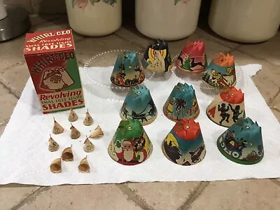 $79.95 • Buy (10) Vintage 1936 WHIRL-GLO Revolving Christmas Tree Light Shades & (10)Pins Nic