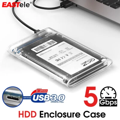 $9.95 • Buy Hard Drive Enclosure USB 3.0 To SATA 2.5  External HDD SSD Case Disk TRANSPARENT
