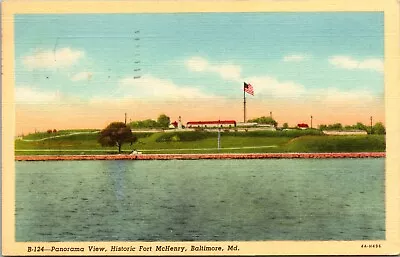 Panorama View Of Ft Fort Mchenry From Water Postcard Baltimore Md Maryland 1942 • $2.39