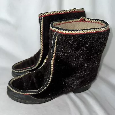 VTG 60s Bootinos B. F. Goodrich Eskimo Fleece Lined Black Boots Womens 6.5 M • $49.99