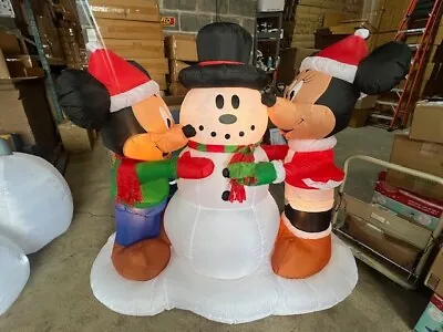 Gemmy Industries Airblown Mickey And Minnie With Snowman Inflatable Disney 5A • $99.99