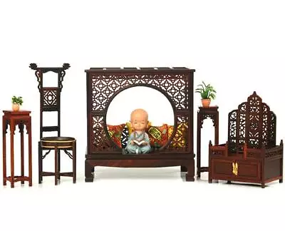 Mahogany Craft Miniature Furniture Model Mahogany Classical Bedroom Decoration • $161.08