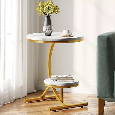 2 Tier Round Sofa Side End Table For Living Room Small Accent Table Nightstand • $47.69