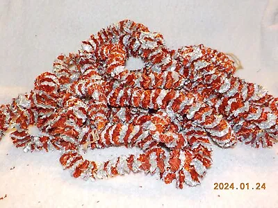 Vintage Silver/Red Tin Foil Garland Ruffled Twisted Spiral 20’ Christmas Decor • $17.50