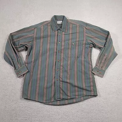 Vtg Sears Roebuck Co Mens Flannel Shirt XL Green Stripe Western Grunge Workwear • $14.97