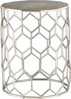 Clarissa Metal Honeycomb Accent Table Geometric Style Round Console Table With  • $148.99