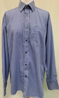 Shirt M&S Ultimate Size 15.5 Collar Blue Stripe Chest 42/44  Cotton Mens • £7.99