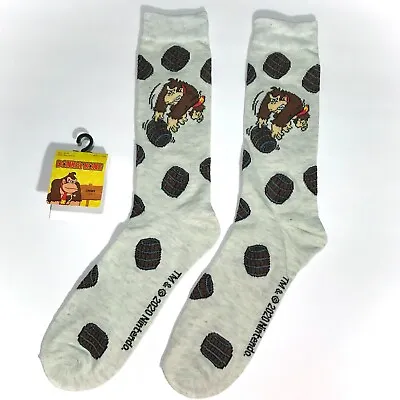 DONKEY KONG SOCKS Off-white Gray Video Game Barrels Retro Nintendo ADULT Mens • $6.99