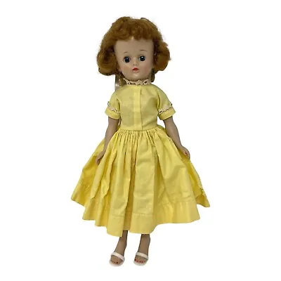 VTG Jill Vogue Doll 1950s With Tagged Yellow Dress Blonde Hair Blue Eyes 9  Read • $55