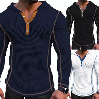 Mens Long Sleeve Hooded T Shirt Sport Gym Fitness Muscle Slim Fit Tops Shirts • $22.18