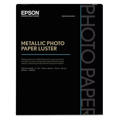 Epson Professional Media Metallic Photo Paper Glossy White 17 X 22 25 Sheets/ • $142.55
