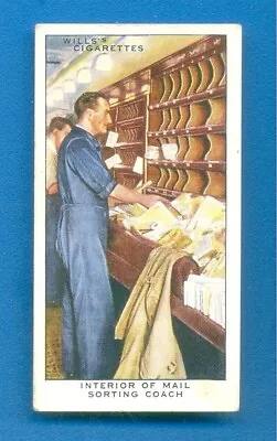 RAILWAY EQUIPMENT.No.10.INTERIOR OF MAIL SORTING COACH.WILLS CIGARETTE CARD 1938 • £1.50