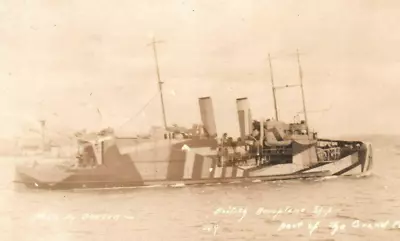 RPPC Photo British Royal Navy Aeroplane Ship HMS Vindex Seaplane Carrier C.1900s • $17.88