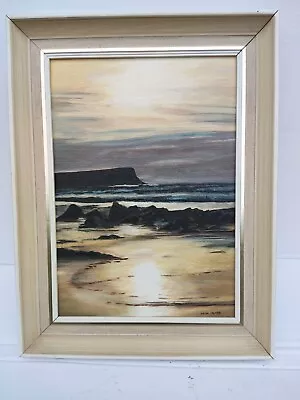 Irish Oil Painting - Sunset At Fair Head Co. Antrim Ulster - Victor McCabe • £19.99