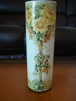 Antique Limoges Guerin Hand Painted Signed Vase Yellow Floral & Gold 9 1/2  • £105.20