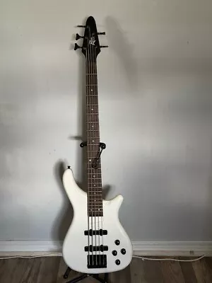 Rogue 5 String Electric Bass Pearl Earl White - Set Up By Local Luthier • $179