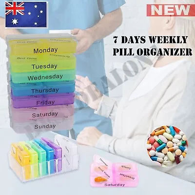 7 Day Weekly Pill Box 4 Time Medicine Tablet Organizer Dispenser Container Case • $12.79