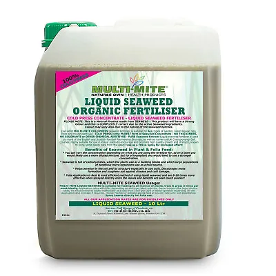 10Ltr LIQUID SEAWEED Concentrate Organic MULTI MITE Fertiliser ALL Plant Feed • £28.95