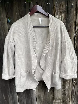 Nap Loungewear 100% Cashmere Rib Knit Open Front Cardigan Sweater L May Fit M • $30