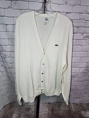 Izod Lacoste Mens Winter White Cardigan Knit Button Down Sweater Size 1X  USA • $34.99