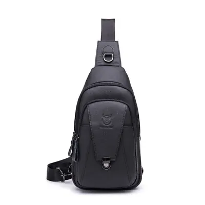 Men's Chest Bag Genuine Leather Sling Backpack Shoulder Bag Crossbody Travel NNN • $29.99