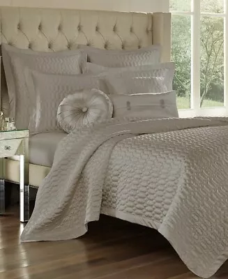 J Queen New York Satinique Coverlet Quilted Quilt Full/Queen Silver • $65