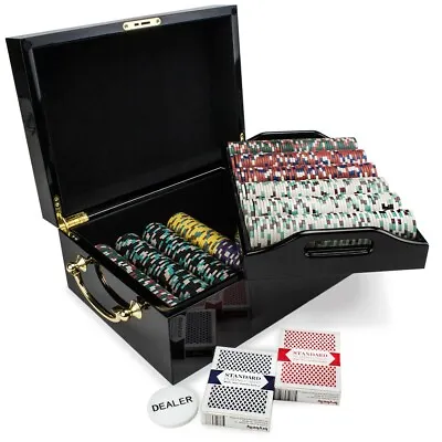 Holdem Poker Chip Set  Desert Heat  500 Count 13.5g  Mahogany Case  • $199.99