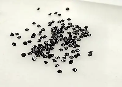 Tiny Black Natural Diamond Faceted Loose Round 1 Mm 5 Pc Lot Fine Jewel Setting • £12.07