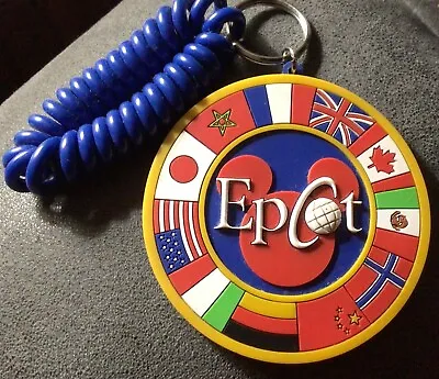 Vintage 1987 EPCOT Center World Showcase Flags Keychain Wrist Strap Walt Disney • $20