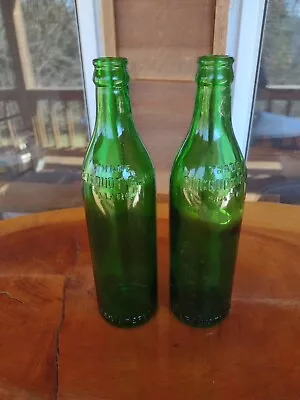 Vintage Clicquot Club Trade Mark Pair Of Emerald Green Glass Bottles • $8