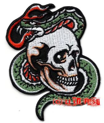 SKULL AND SNAKE PATCH Chopper Motorcycle Biker Patches Vintage Tattoo Art • $5.99