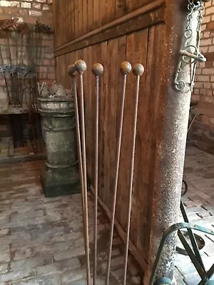 £30 • Buy 🇬🇧set Of 5 Rusty Metal Ball Top Garden Plant Supports / Stakes - Steel 🌼🌿