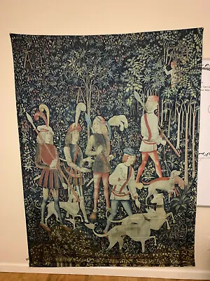 Medieval Tapestry Fabric Print The Hunters Gather Green Hue • $29.97