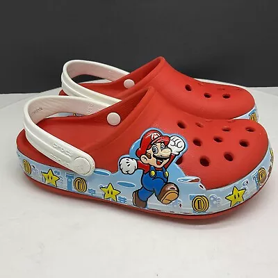 Crocs Shoes Kids 11 Fun Lab Super Mario Clogs Red Slip On 206438 • $24.50