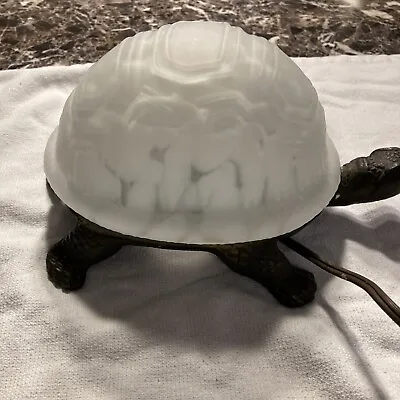 Vintage Cast Iron Turtle Light Nightlite Glass Shell • $40