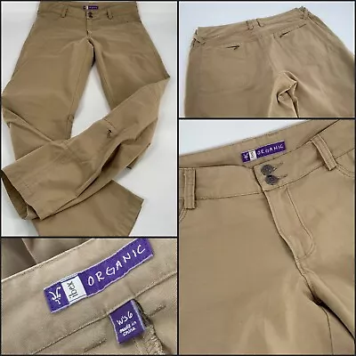 Ibex Casual Pants Sz 6 Tan Organic Cotton Flat Front Bootcut Mint YGI B3-104 • $39.99