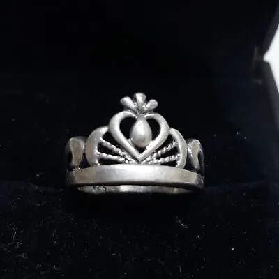 Vintage Heart Tiara Crown Ring 925 Sterling Silver 3mm Wide Band Size 5.25 3.3g  • $21.99