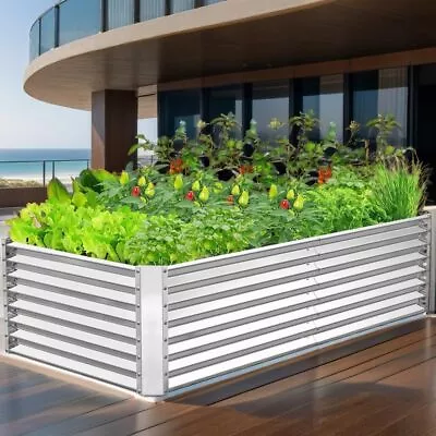 Galvanized Raised Garden Bed Outdoor Thickened Planter Box For Vegetable Flower • $75.99
