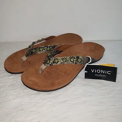 £43.25 • Buy NWT Vionic Sz 8 Orthaheel Floriana Thong Sandals Flip Flops Green Gemstone Boho