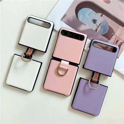 Retro Leather Shockproof Ring Case Hard PC Cover For Samsung Galaxy Z Flip 1 • $18.71