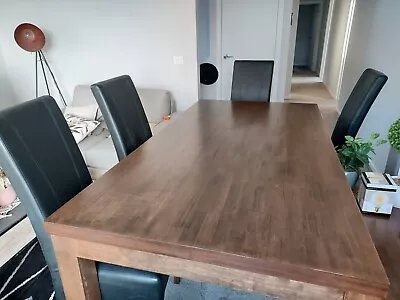$700 • Buy Solid Wood Dining Table & 8 High Back Faux Leather Chairs. Pickup The Basin 3154