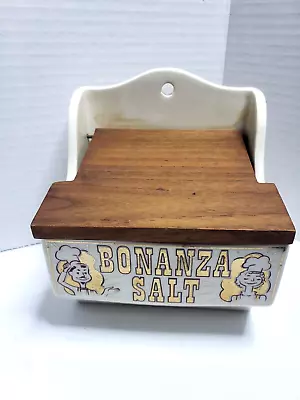 Vintage Bonanza Salt Wood Lidded Wall Mount Box • $28