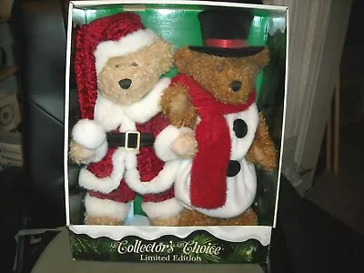 DanDee Collectors Choice Christmas Bears Santa Snowman On Doll Stands 17  Plush • $27.94