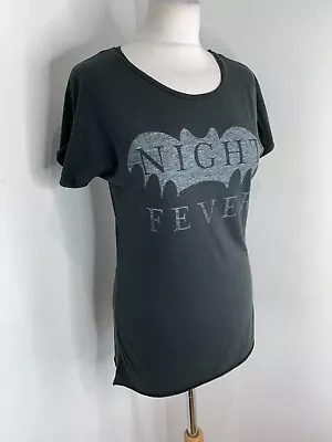 Zoe Karssen Graphic Print Tshirt Top XSmall XS VGC Night Fever Black Bat Goth • £17.34